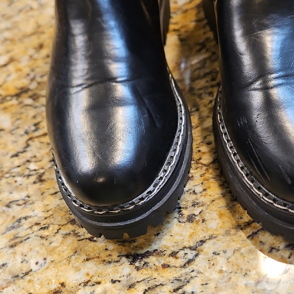 Sam And Libby Size 8 Elegant Black Leather Boots with Logo Detail - Picture 7 of 8